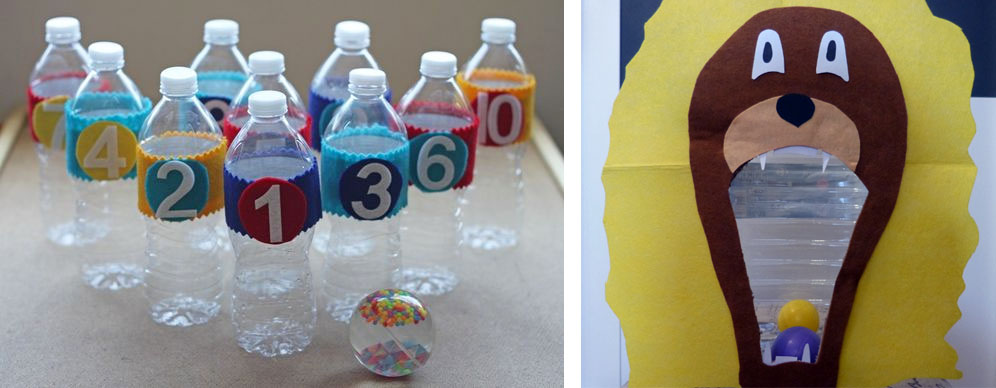 Juegos con botellas de plastico recicladas